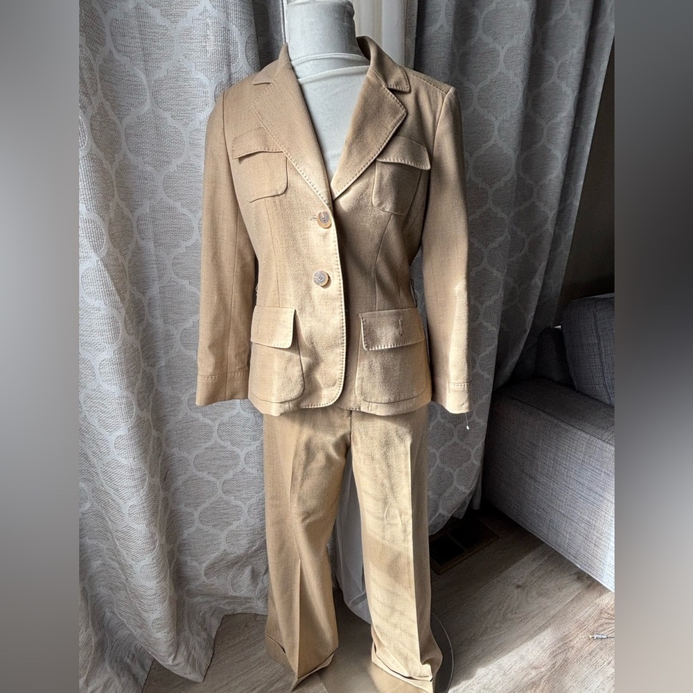 Talbots Classic Two-Piece Tan Suit Jacket and Pants